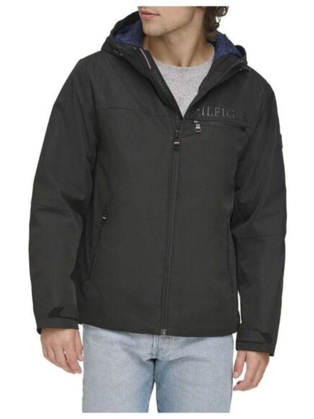 Tommy Hilfiger Men's Performance Jacket Coat Full Zip Lined Black Medium